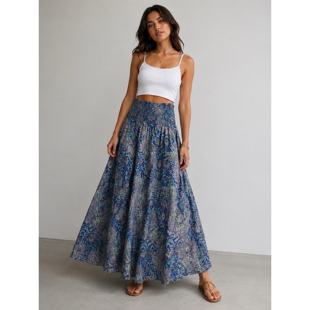 Ralph Lauren Paisley Floral Cotton Convertible Midi Maxi Skirt